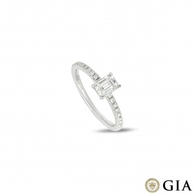 White Gold Emerald Cut Diamond Ring 0.59ct D/VS1 White Gold Emerald Cut Diamond Ring 0.59ct D/VS1
